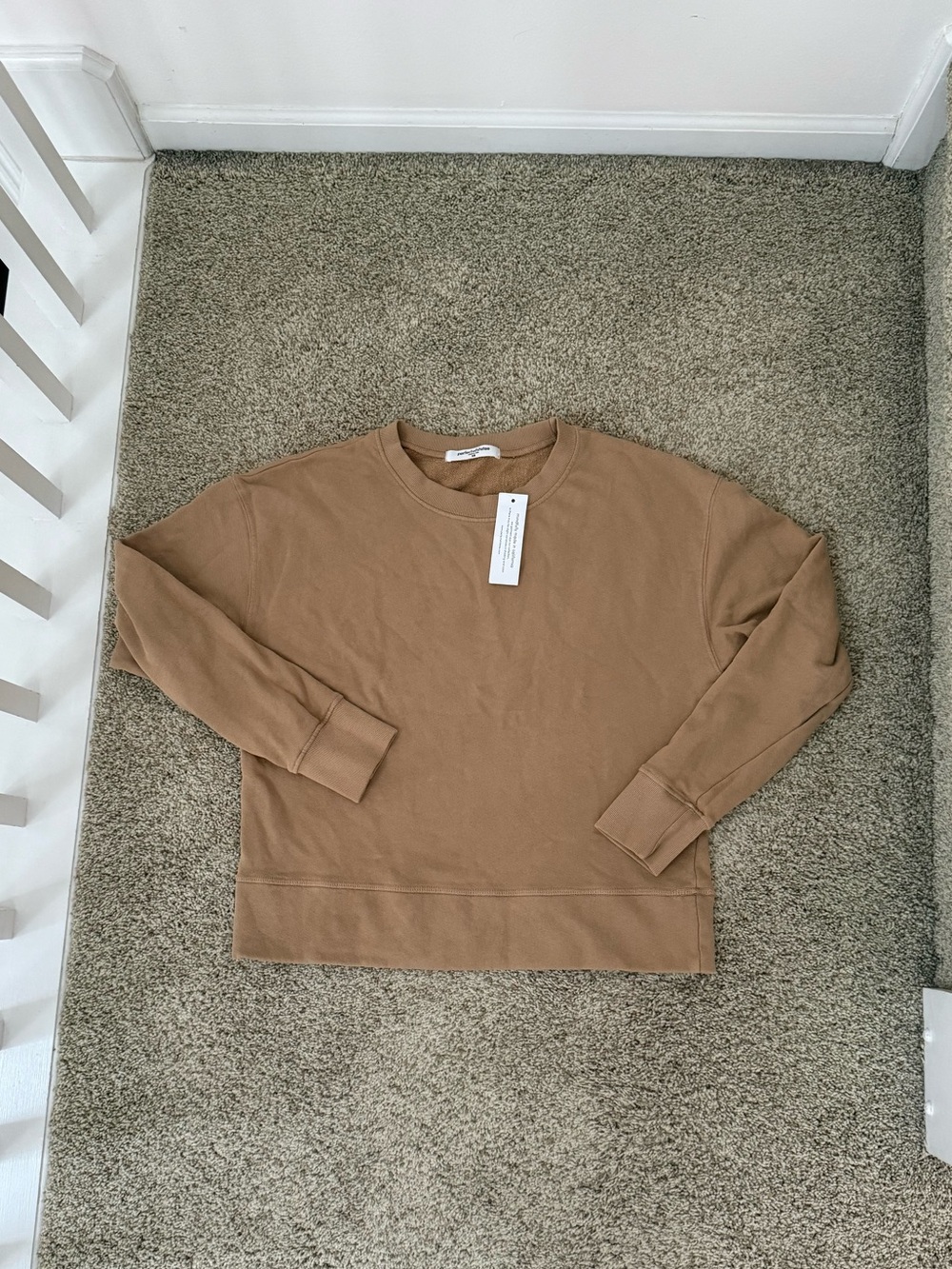 NWT PerfectWhiteTee Tyler 100% Cotton Crewneck Sweatshirt Size XS Suede